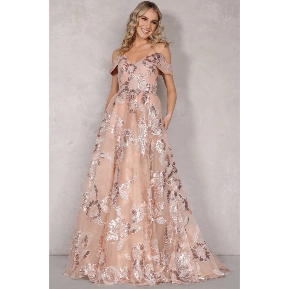 Terani Couture 2111P4104 Beaded Evening Gown Dress Blush Pink Size 8 BNWT